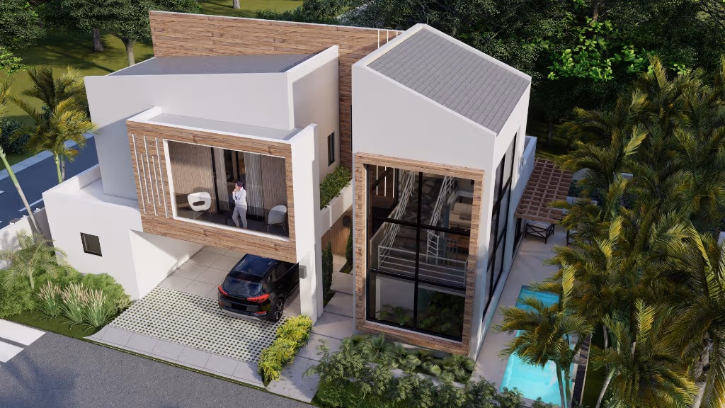 Villas Perla del Mar – Vista aérea con piscina